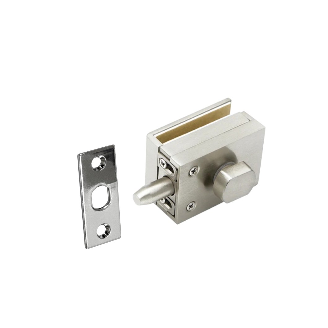 Wall To Glass Door Lock with Strike Plate (one Side Knob Only)